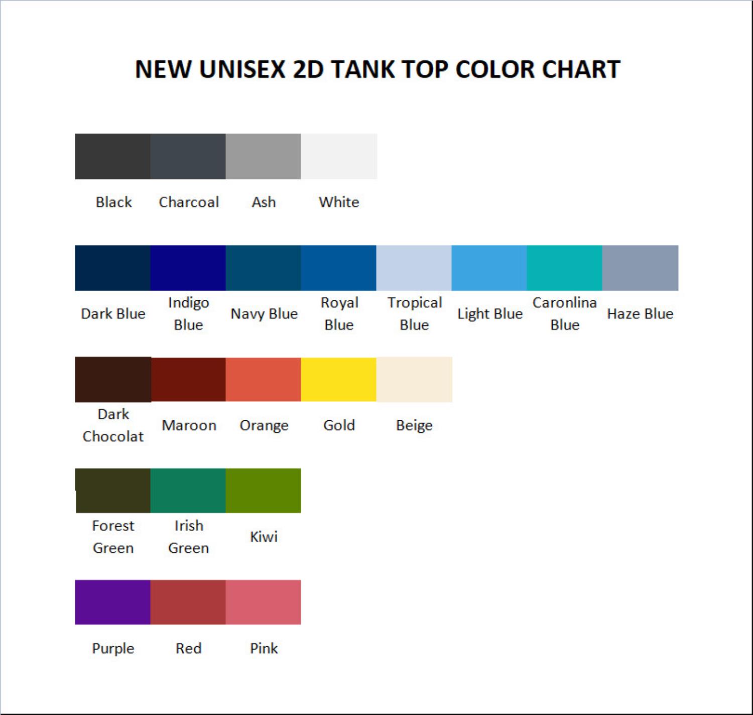 tank top color chart - Mob Psycho 100 Merchandise