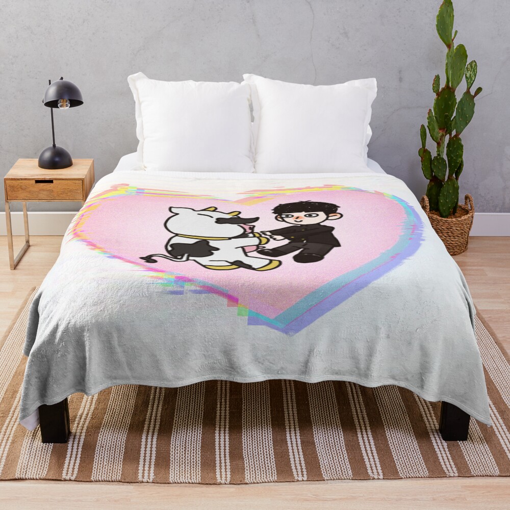 Hot Design Mob Psycho With A Cow Throw Blanket
