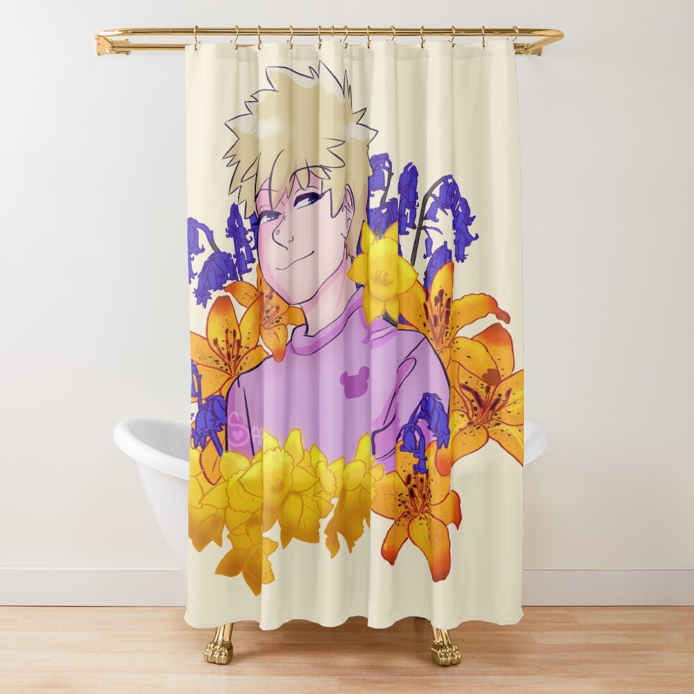Mob Psycho 100 Teruki Flowers Shower Curtain