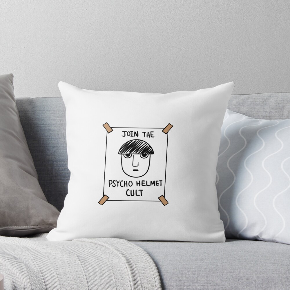 Mob Psycho 100 Helmet Cult Sticker Throw Pillow